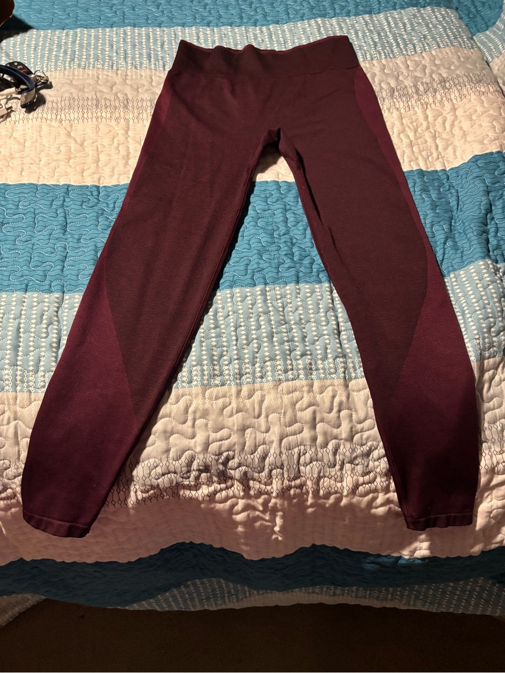 PINK Victoria's Secret Maroon Panel High-Rise Leggings